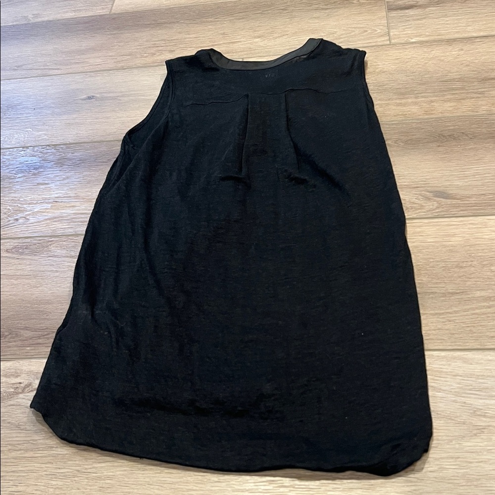 GAP Size XS Black Sleeveless Sheer Tank Top Hi-Low 100% Linen - Picture 9 of 10